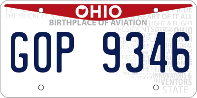 OH license plate GOP9346