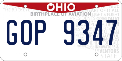 OH license plate GOP9347