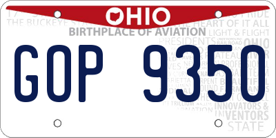 OH license plate GOP9350