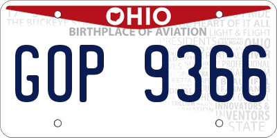 OH license plate GOP9366