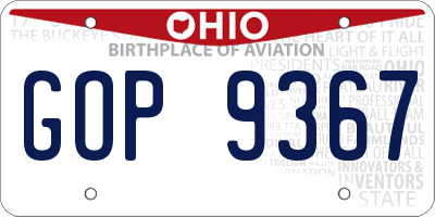 OH license plate GOP9367