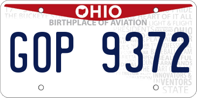 OH license plate GOP9372