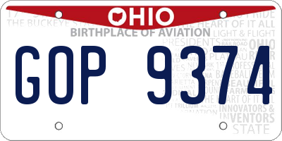 OH license plate GOP9374