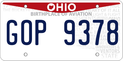 OH license plate GOP9378