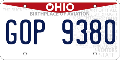 OH license plate GOP9380