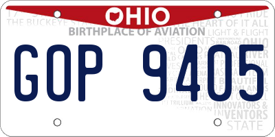 OH license plate GOP9405