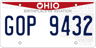 OH license plate GOP9432