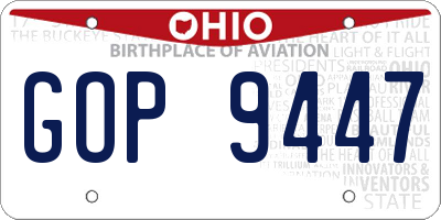 OH license plate GOP9447