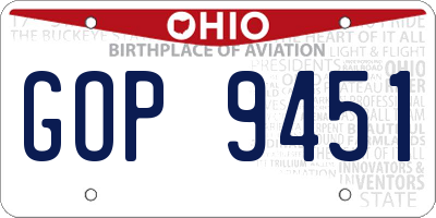 OH license plate GOP9451