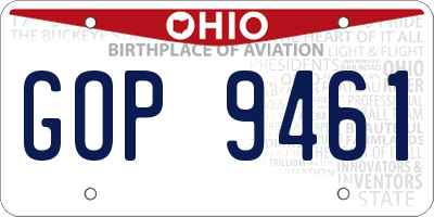 OH license plate GOP9461