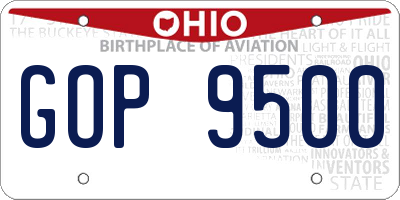 OH license plate GOP9500