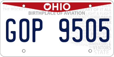 OH license plate GOP9505