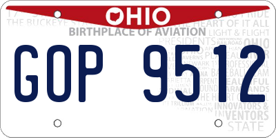 OH license plate GOP9512