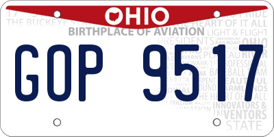 OH license plate GOP9517