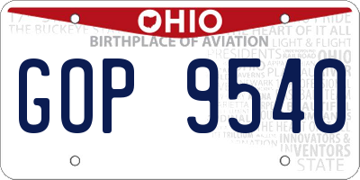 OH license plate GOP9540