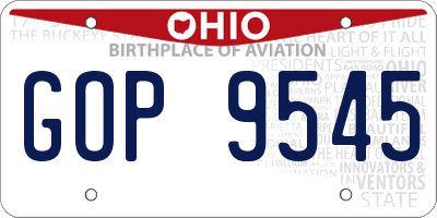 OH license plate GOP9545