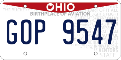 OH license plate GOP9547