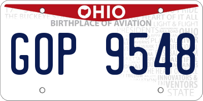 OH license plate GOP9548