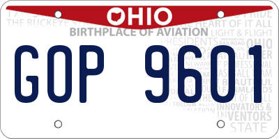 OH license plate GOP9601