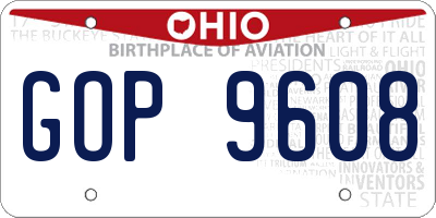 OH license plate GOP9608