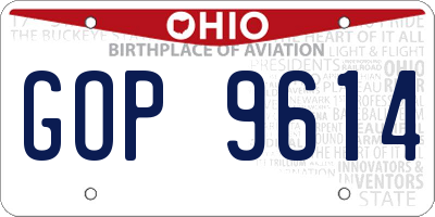 OH license plate GOP9614