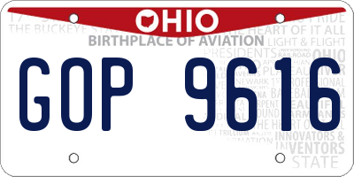OH license plate GOP9616