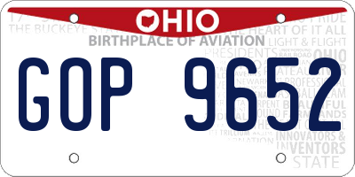 OH license plate GOP9652