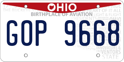 OH license plate GOP9668