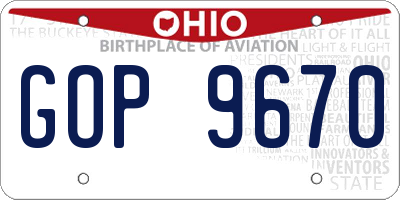 OH license plate GOP9670