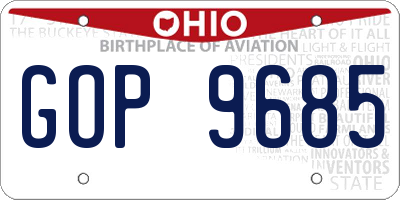 OH license plate GOP9685