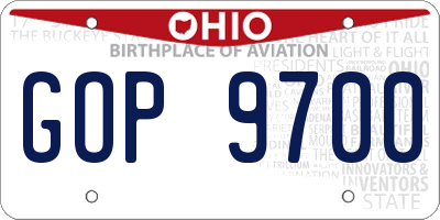 OH license plate GOP9700