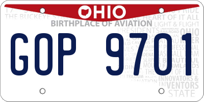OH license plate GOP9701