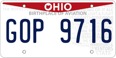 OH license plate GOP9716