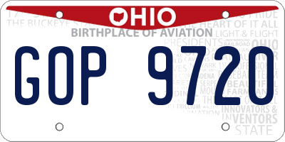 OH license plate GOP9720