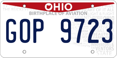 OH license plate GOP9723