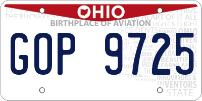 OH license plate GOP9725