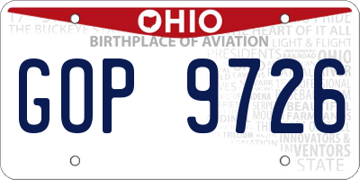 OH license plate GOP9726