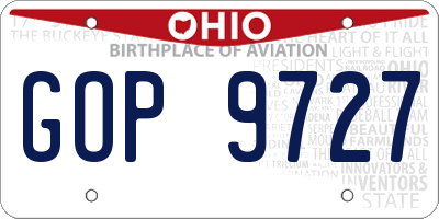OH license plate GOP9727