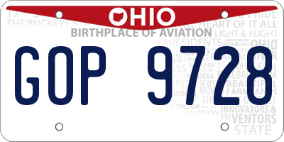 OH license plate GOP9728
