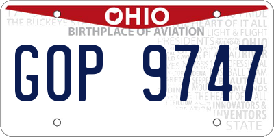 OH license plate GOP9747