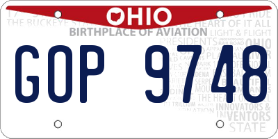 OH license plate GOP9748