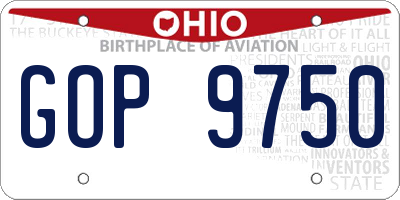 OH license plate GOP9750