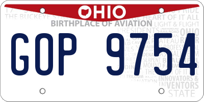 OH license plate GOP9754