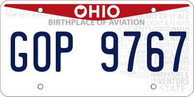 OH license plate GOP9767