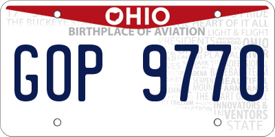 OH license plate GOP9770