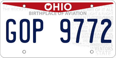 OH license plate GOP9772