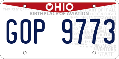 OH license plate GOP9773