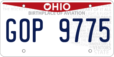 OH license plate GOP9775