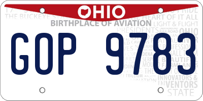 OH license plate GOP9783