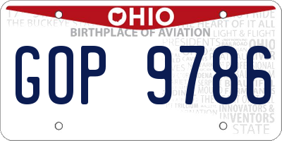 OH license plate GOP9786